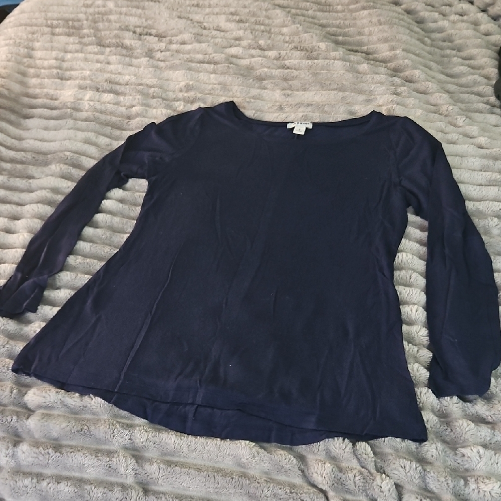 Old Navy Blue Fitted Long Sleeve Blouse